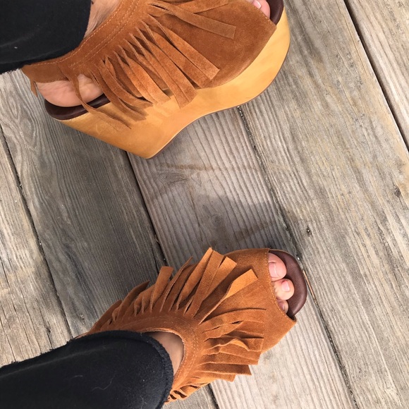 Jeffrey Campbell suede fringe Platforms - Picture 6 of 8